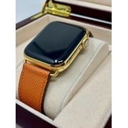 24K Gold Plated 44MM iWatch SERIES 4 Orange Leather Band GPS+LTE CUSTOM