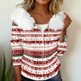 thumbnail image 4 of Women's Fashion Casual Sweater with Zipper Print, Plush Hooded Cardigan Jacket for Christmas Season and Cozy Wear,Vermilion,2XL, 4 of 7