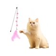 thumbnail image 4 of 1pc Pink & White Pom Pom Feather Teaser Wand For Cat Interactive Play, 4 of 5