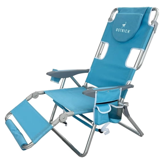 Open Box Deltess Ostrich 3 In 1 Portable Chair & Reclining Lounger, Light Blue