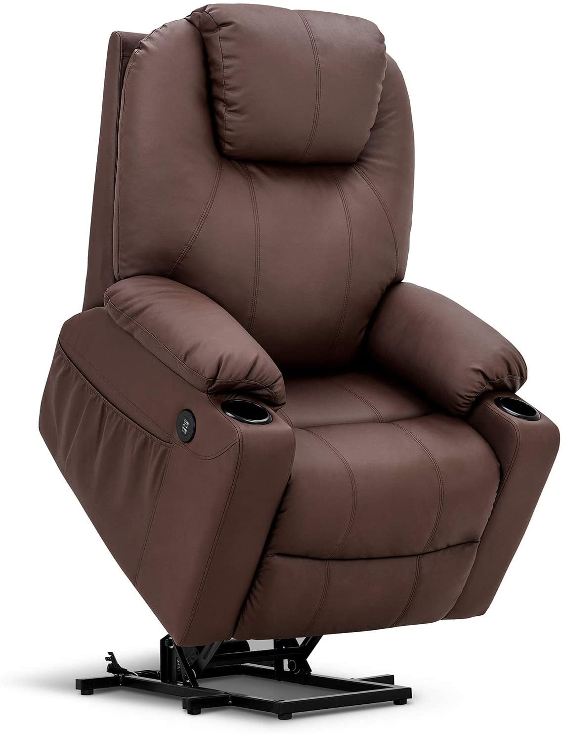 Mcombo Large Power Lift Recliner Chair With Massage And Heat For Elderly Big And Tall People 3 Positions 2 Side Pockets And Cup Holders Usb Ports Faux Leather 7517 Walmart Com Walmart Com