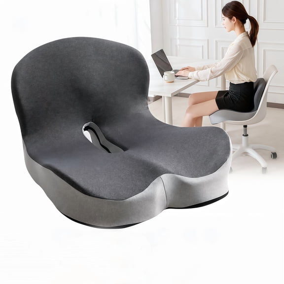 GEEKLiYun orthopedic seat cushion, an ergonomic L-shaped memory foam one-piece seat cushion with lumbar support, breathable, non-slip, suitable for office chairs, cars, and wheelchairs.