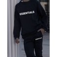 thumbnail image 1 of LovelyWholesale Long Sleeve Round Neck Essentials Letter Print Men's Pants Set, 1 of 5