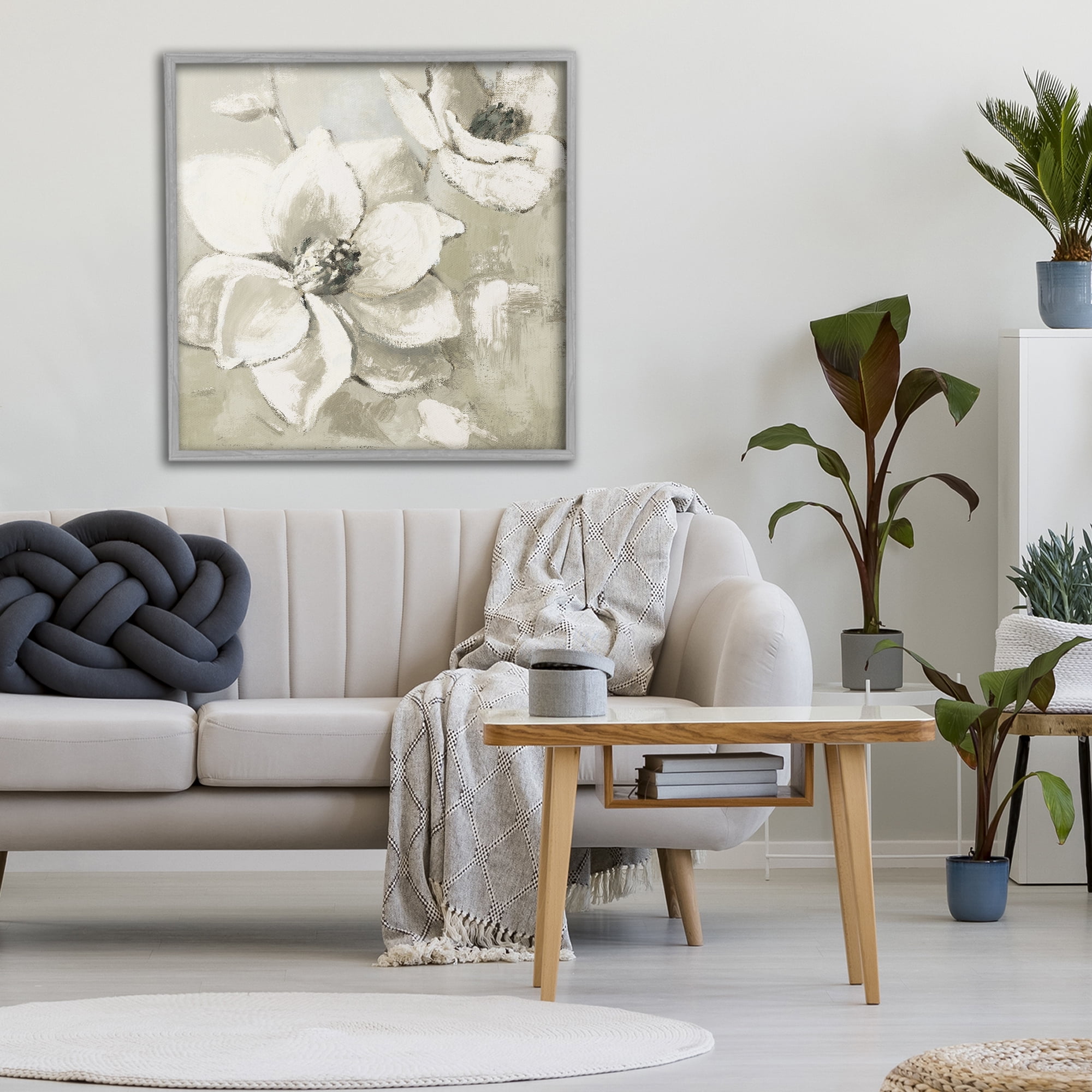 Stupell Industries Magnolias After Rain Gray Framed Giclee Art, design by Lanie Loreth