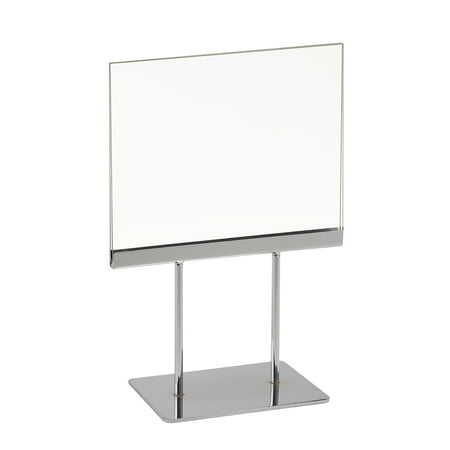 Econoco - PK57P12 - 5 1/2"H x 7" L Acrylic Chrome Twin Stem Sign Holder for Counter - Sold in Pack of 12