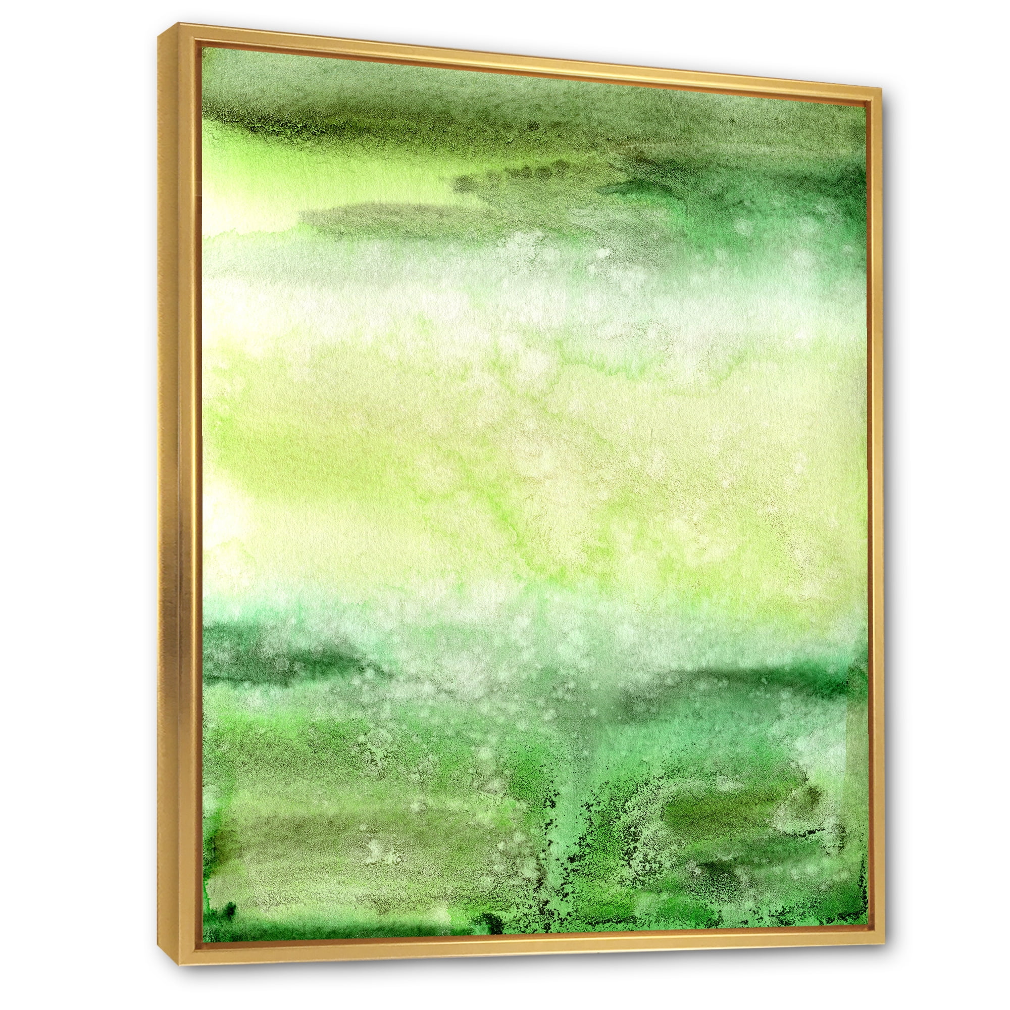 Designart 'Pastel Abstract With Beige and Dark Green & Spots' Modern Framed Canvas Wall Art Print