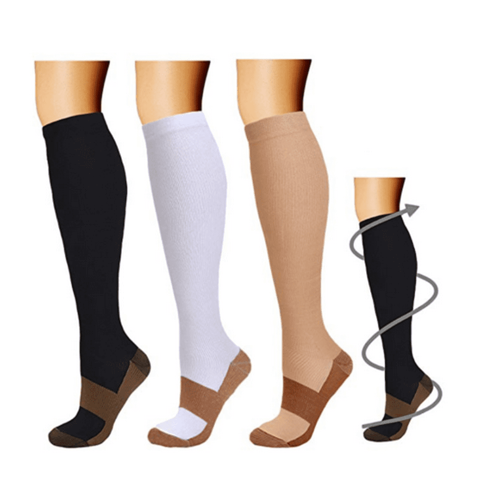 (3 Pairs) Copper Compression Socks 20-30mmHg Graduated Support Mens ...