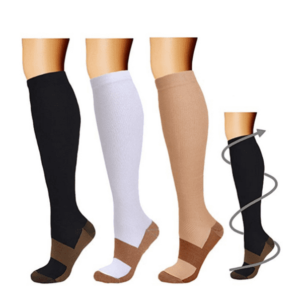 (3 Pairs) Copper Compression Socks 2030mmHg Graduated Support Mens
