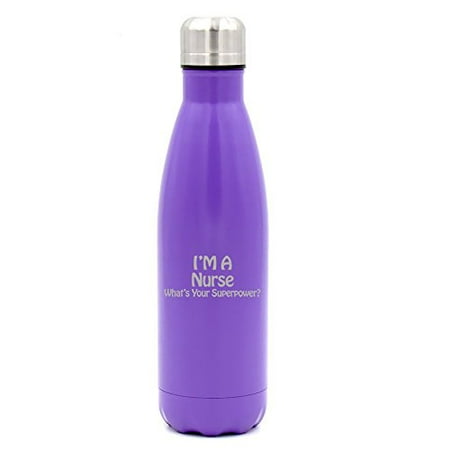 

17 oz. Double Wall Vacuum Insulated Stainless Steel Water Bottle Travel Mug Cup Nurse Super Power (Purple)
