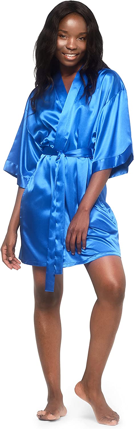 Women's Bride Bridesmaids Robe - Satin Kimono Robes for Wedding ...