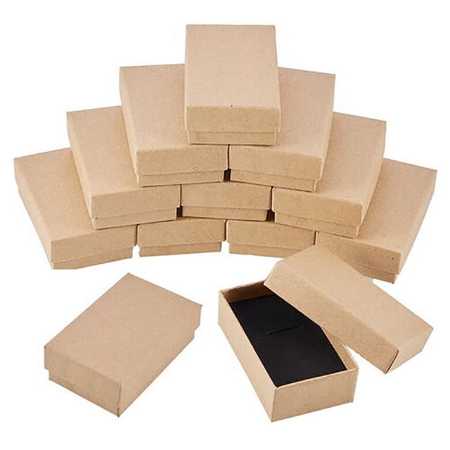 48PCS Kraft Paper Gift Box Small Kraft Paper Jewelry Box Handmade Cardboard Packing Gift Box Wedding Decorations