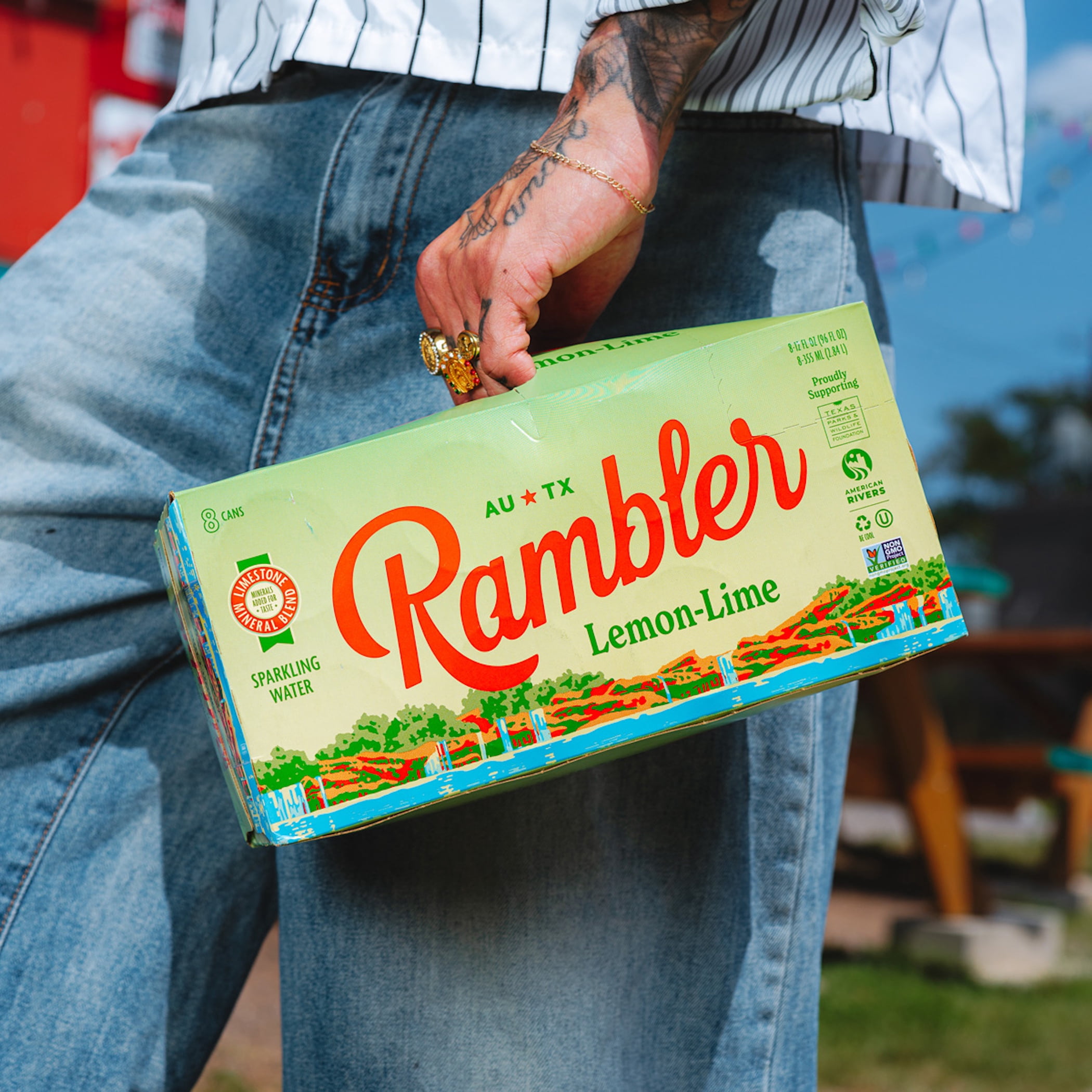 (3 pack) Rambler Lemon Lime Sparkling Water 8 - 12 fl Oz Cans