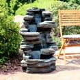 thumbnail image 5 of Sunnydaze Stacked Shale Rock Polyresin Outdoor Water Fountain with Lights, 5 of 11
