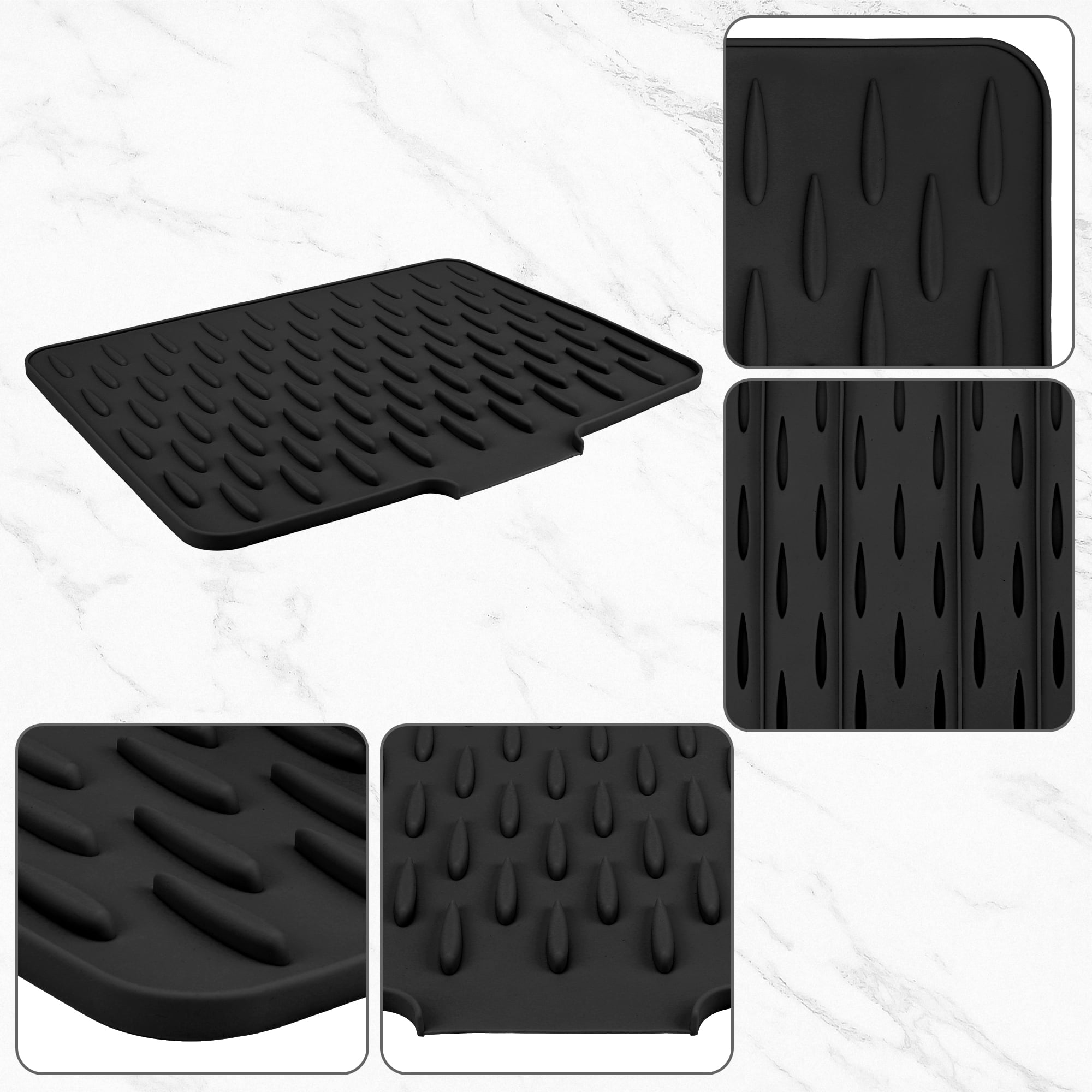 Unique Bargains Multi-Functional Dish Drying Mat for Kitchen Black