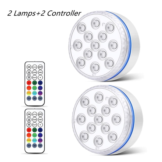 Updated Submersible LED Lights With Remote Underwater Pool Light IP68 Magnet 13 LED Bright Lamp RGB For Pond/Pool/Aquarium ,Easy to Install