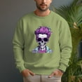 thumbnail image 6 of Men's 330g 100% Cotton Purple Haired Skull Pattern Dropped Shoulder Crew Neck Sweatshirt, 6 of 15