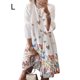 thumbnail image 1 of Vestido Mujer Vestido Estampado Vintage 3/4 Manga De Tela De Cuello Redondo, Blanco Crema, L sidaley AP002219-03, 1 of 5