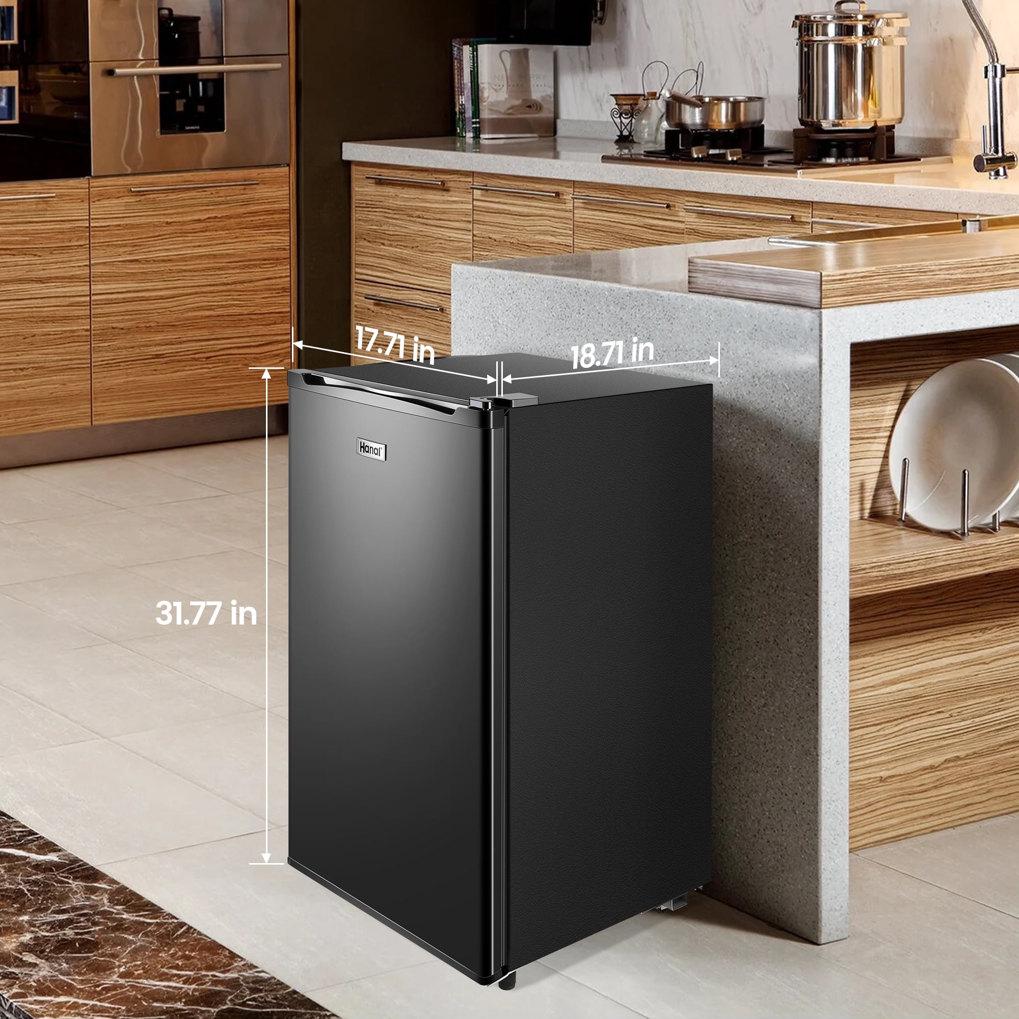 WANAI 3.2 cu.ft Adjustable Temp Single Door Mini Fridge, Black