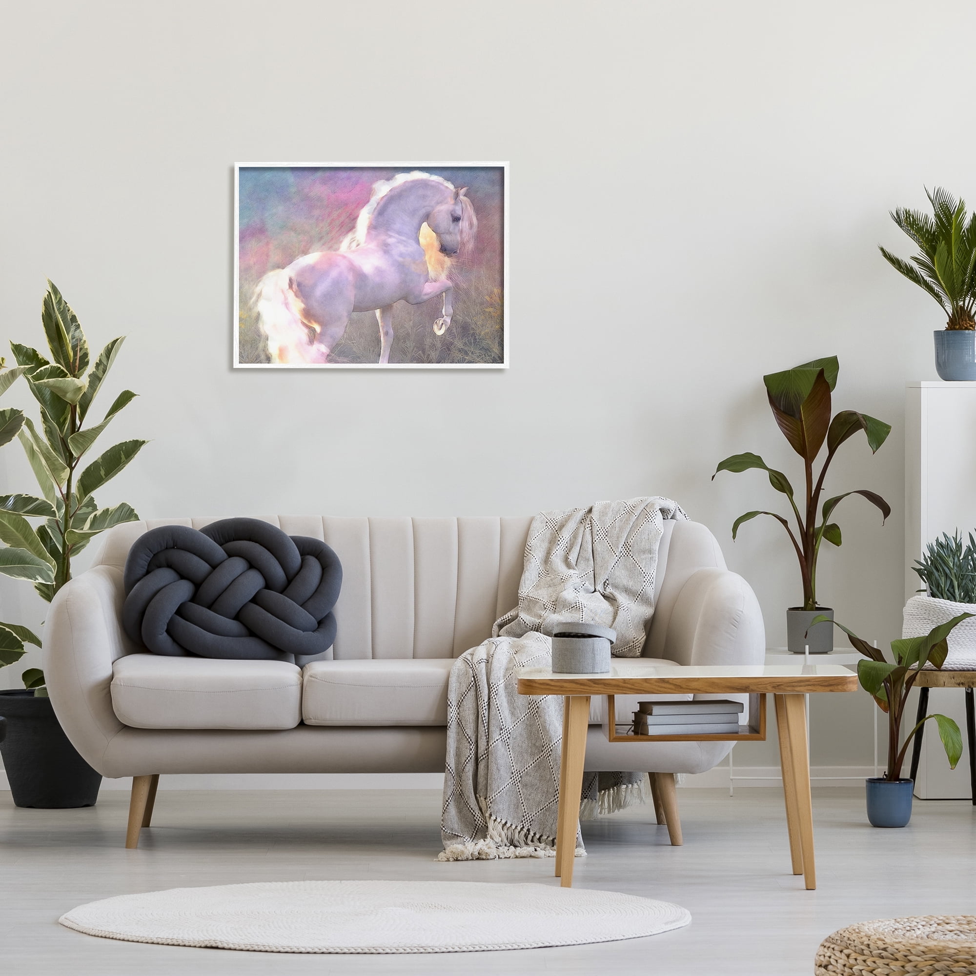 Stupell Industries Evenglow Pastel Horse Animals & Insects Painting White Framed Art Print Wall Art, 30 x 24