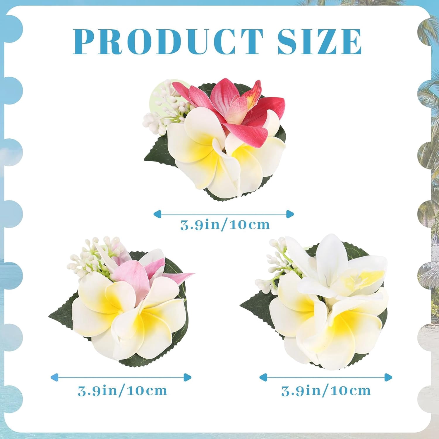 3 Pieces Hawaiian Flower Hair Clips - Artificial Tropical Flower Hair Pins Large Hair Flowers For Women Hawaiian Hair Accessories Wedding Hair Piece