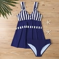 thumbnail image 4 of UTSJKR Women's Ruched Tankini Swimsuits 2025 V Neck Hawaii 2 Pieces Bathing Suit Top with ShortsTummy Control Swimwear Dark Blue XXXXXL, 4 of 5