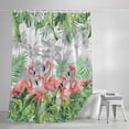 thumbnail image 4 of Shower Curtains for Bathroom-72"x72",Tropical Pink Flamingo Green Leaf Waterproof Bath Curtain Grommet Shower Curtain Set with Hooks, 4 of 9