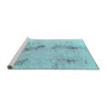 thumbnail image 2 of Ahgly Company Machine Washable Indoor Round Abstract Turquoise Blue Modern Area Rugs, 3' Round, 2 of 4