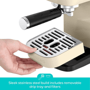 CASABREWS 3700 Essential Espresso Machine, 20 Bar Coffee Maker with PID Temperature Control, Pre-Infusion, Steam Wand & Stainless Steel Design, Cream.