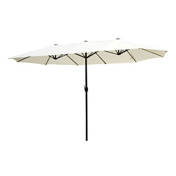 Outsunny 15 Double Sided Outdoor Patio Market Umbrella With Air Vents Cream White Walmart Com Walmart Com