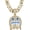 Blue-smile golden, variant on Iced Out Cuban Link Chain for Men, Miami Style Silver and Gold Plated Bling Necklace, Diamond Hip Hop Necklace