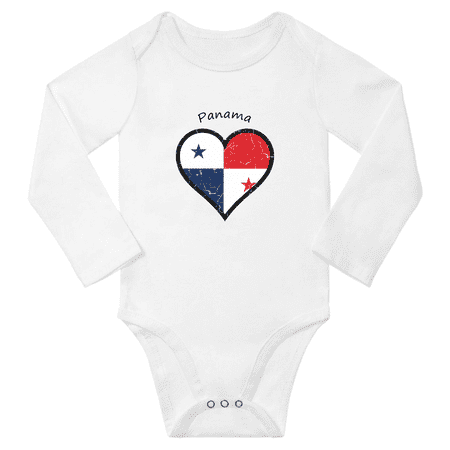 

Panama Flag Heart Love Baby Long Sleeve Clothing Bodysuits (White 18 Months)