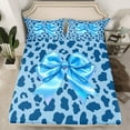 thumbnail image 2 of Homewish Blue Ribbon Bow 4-Piece Full Size Sheets for Children Teens Girls,Leopard Print Bed Sheets,Dreamy Princess Lightweight Sheet Sets,Breathable Home Decor, 2 of 7