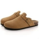 thumbnail image 1 of Zuecos de corcho y ante para mujer, sandalias de playa clásicas, zapatillas de ante y piel, zuecos de corcho peludo para hombre, zuecos de piel cómodos para el invierno, 1 of 6