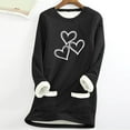 thumbnail image 2 of FAVIPT Graphic Fleece Sweatshirts for Women Hearts Long Sleeve Sherpa Soft Underwear Round Neck Heart Print Pullover with Pockets Black,XL, 2 of 4