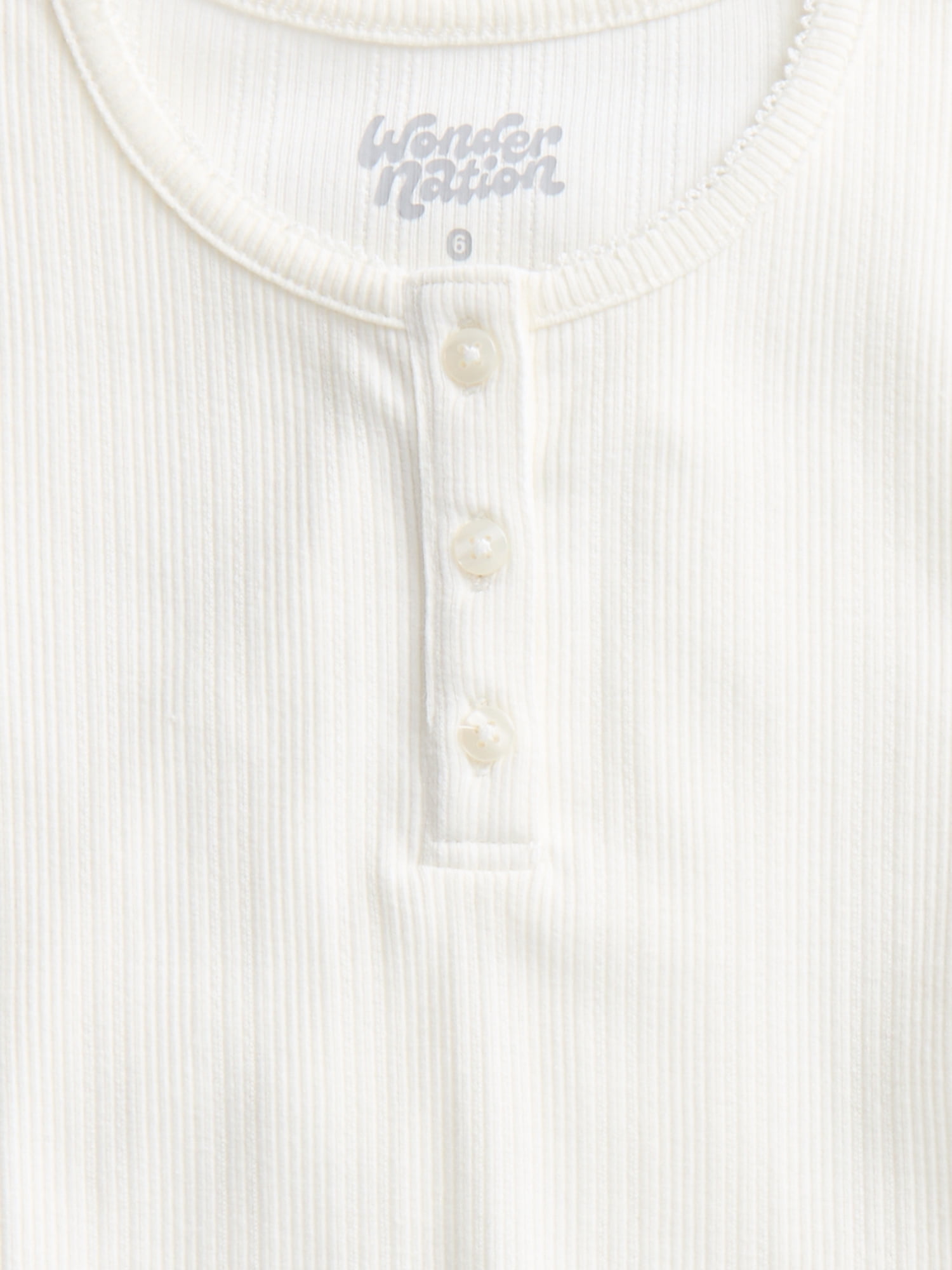 Wonder Nation Girls Baby Henley Tee with Short Sleeves, Sizes 4-10