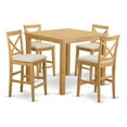 thumbnail image 2 of East West Furniture CFPB5-OAK-C Counter Height Table & 4 Kitchen Bar Stool, Oak, 2 of 2