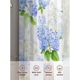 thumbnail image 5 of Watercolor Blue Flower Hydrangea Chiffon Sheer Curtains 45 Inches Long, Green Leaves Floral 2 Rod Pocket Window Treatment Voile Drapes Curtains for Living Room Bedroom,2 Panels, 52x45In, 5 of 9