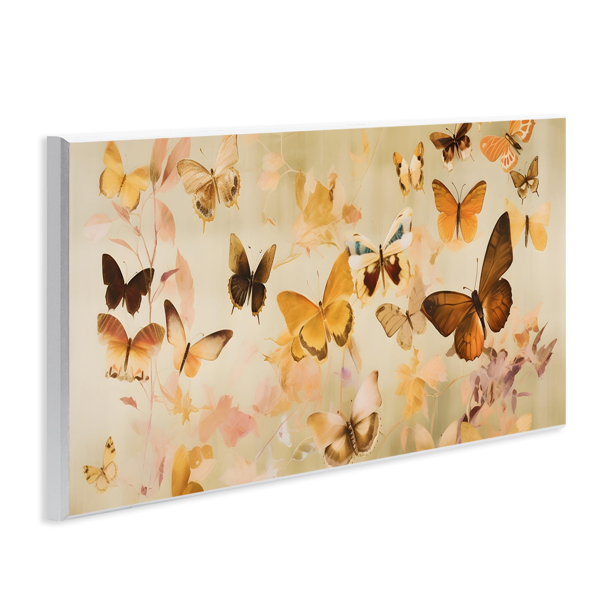 Stupell Industries Neutral Butterfly Array Animals & Insects Painting Unframed Art Print Wall Art, 17 x 7