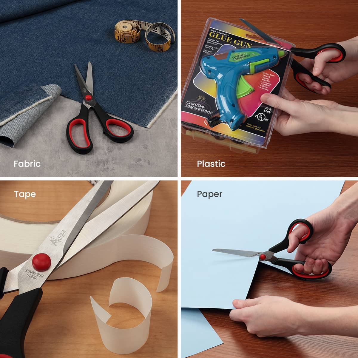 Acurit 8" Multipurpose Comfort Grip Stainless Steel Office Scissors 5 Pack - Right or Left Hand Scissors for Office Use – Rust and Wear-Resistant Blades, Precise Cuts for Mixed Media Crafts