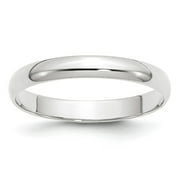 Ladies 14K White Gold 3mm Traditional Fit Plain Wedding Band Ring Size 4