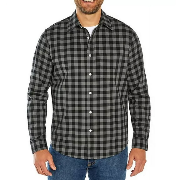 Gap Men's Long Sleeve Woven Shirt (Willow Plaid, Large)