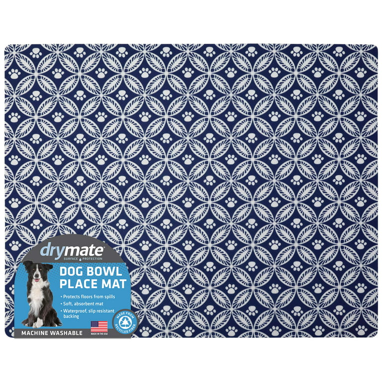 Drymate Pet Bowl Placemat, Dog & Cat Food Feeding Mat - Absorbent Fabric,  Waterproof Backing, Slip-Resistant - Machine Washable/Durable (USA Made)