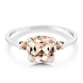 thumbnail image 2 of Gem Stone King 925 Sterling Silver and 10K Rose Gold Peach Morganite Women's Engagement Ring (1.88 Cttw Cushion, Available in Size 5, 6, 7, 8, 9), 2 of 6
