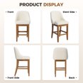 thumbnail image 2 of Bar Stool Set of 2, 26" Upholstered Counter Height Stools with Back, Solid Wood Legs, Faux Leather Bar Chairs for Kitchen Island, 2 of 10