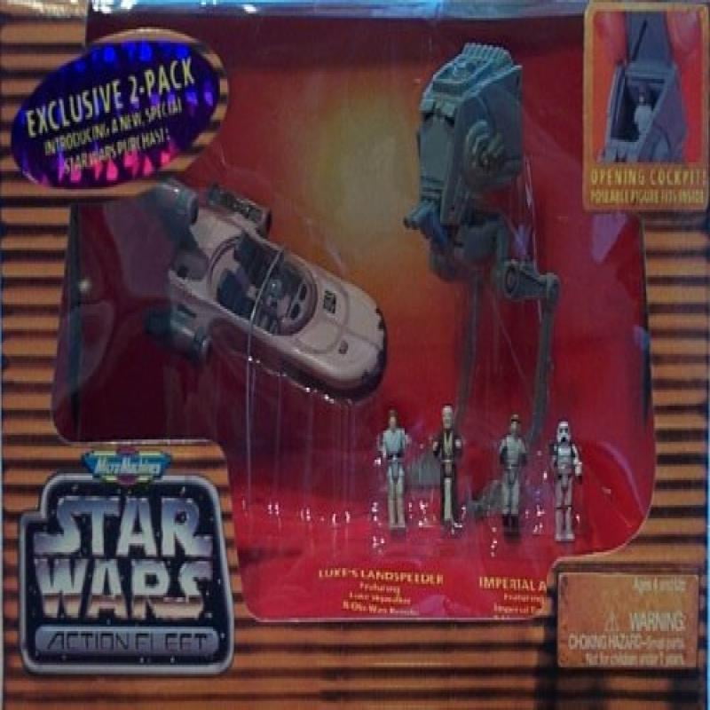 Lukes Landspeeder and Imperial AT-ST Galoob Micro Machines Star Wars Action Fleet