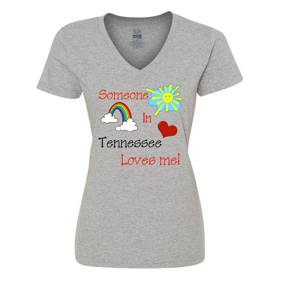 Inktastic Someone in Tennessee loves me Women's V-Neck T-Shirt