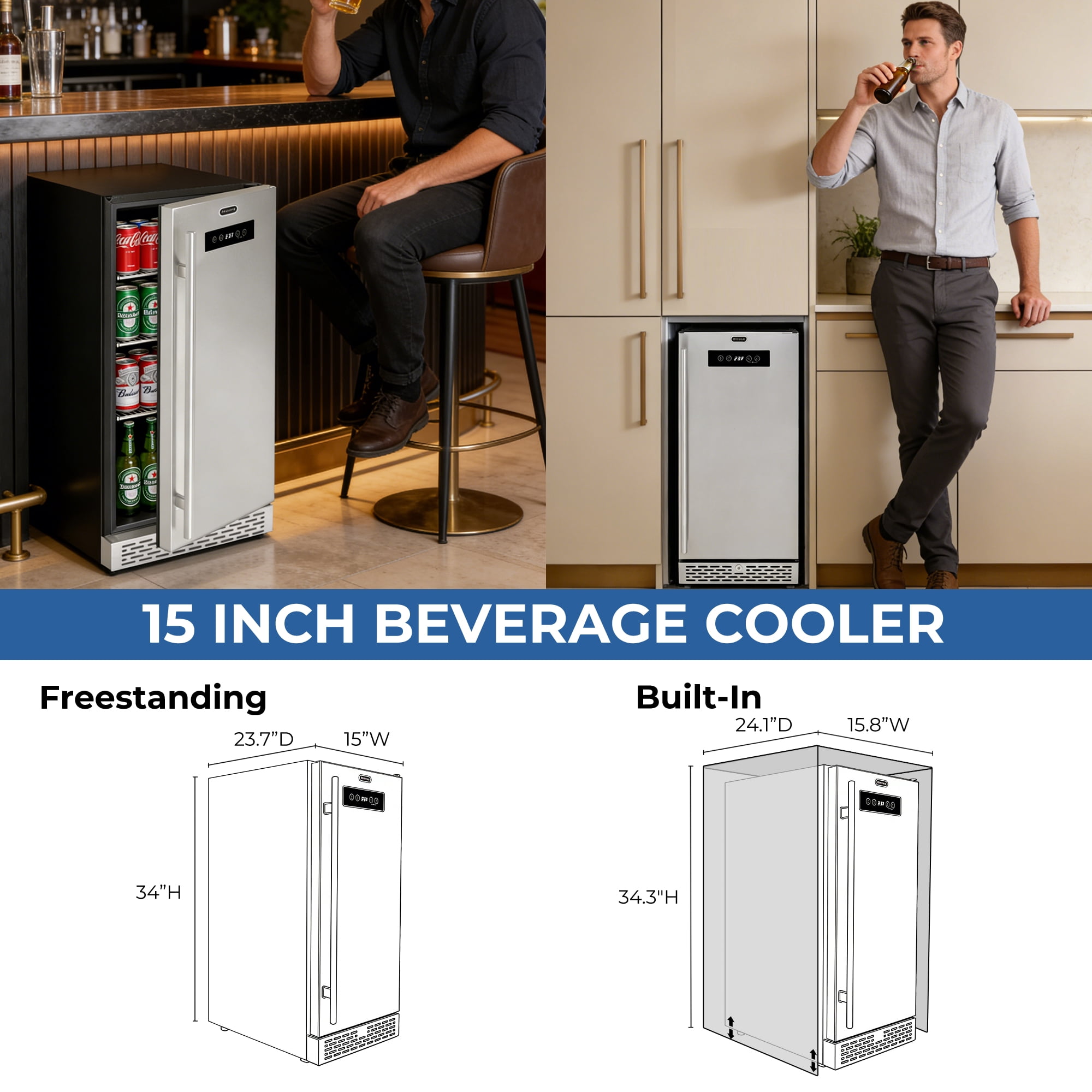 Whynter Stainless Steel Built-in or Freestanding 2.9 Cu ft. Beer Keg Froster Beverage Refrigerator