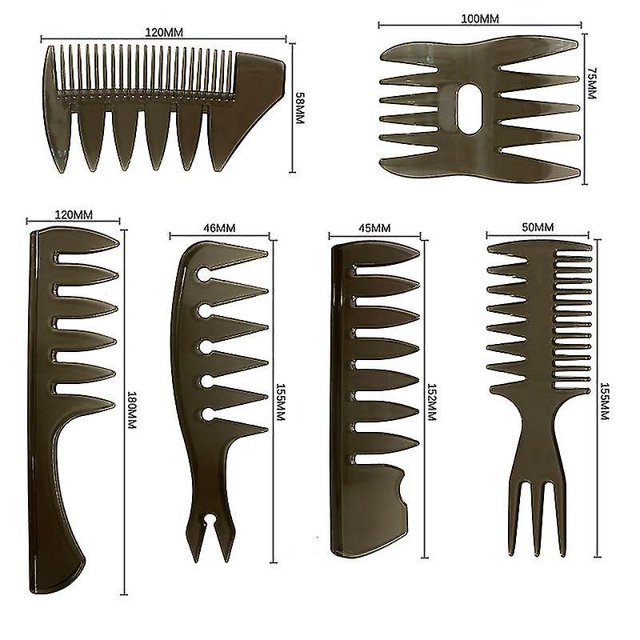 6 Pack Quiff Styling Comb Men's Professional Hairdewssing Brush Salon Barber Combs