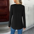 thumbnail image 6 of Women's V Neck Button Down Long Sleeve Top Shirt Blouse Solid Color Loose Fit Casual Business Casual Work Office Vacation Travel Fashion Essential Gift for Women | Sopatenor,Black XL, 6 of 9