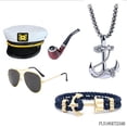 thumbnail image 2 of Sombrero de capitán de yate para cosplay de Halloween, accesorios de disfraz, uniforme bordado, sombrero de capitán con parte superior plana, 2 of 4